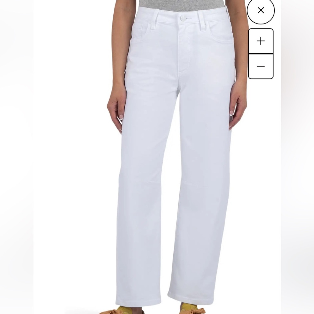 KUT Ashley Slouchy Barrel High Rise White Jeans